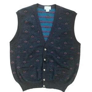 VTG Tricots St Raphael Pure‎ New Wool Sweater Mens M Button Cardigan  Grandpa